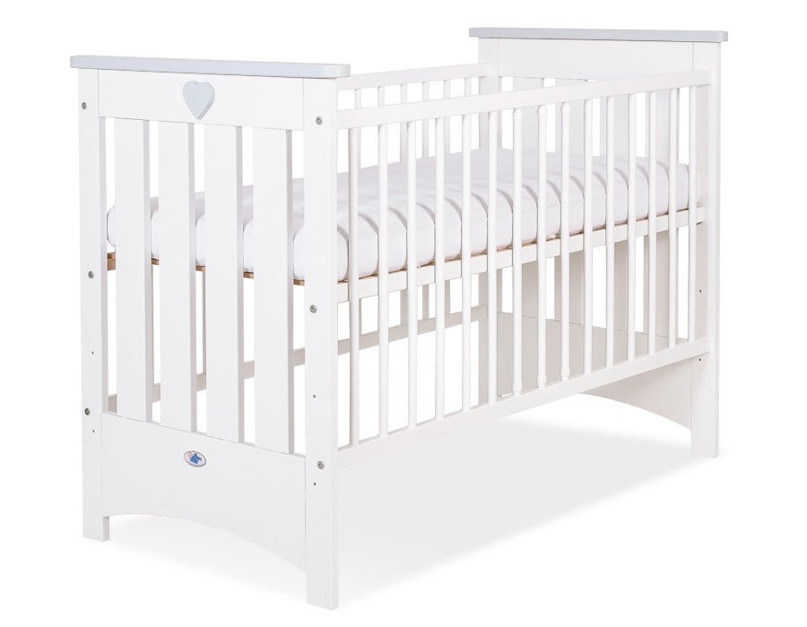 Wooden Baby Cot 120x60cm Lorenzo III - White - Grey - Kindeco