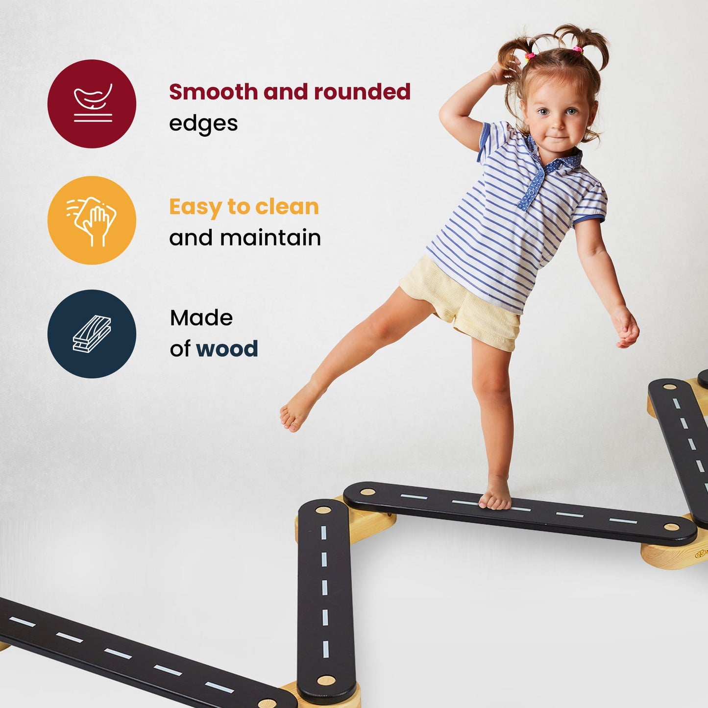 Wooden Balance Beam - 4 Elements - Kindeco