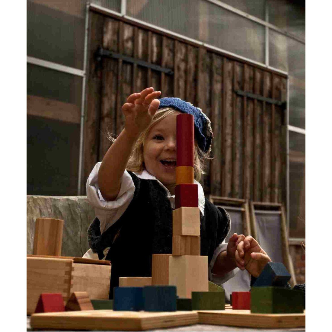 Wooden Blocks in a Box – Colorful, 63 pieces - Kindeco