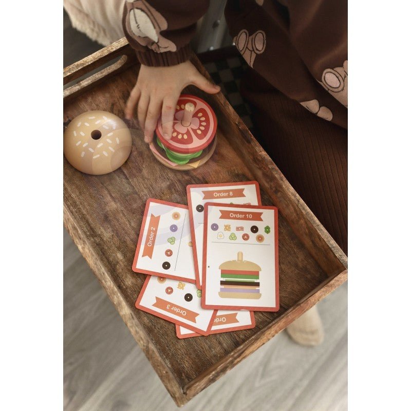 Wooden Burger Restaurant Puzzle - 15 pcs - Kindeco