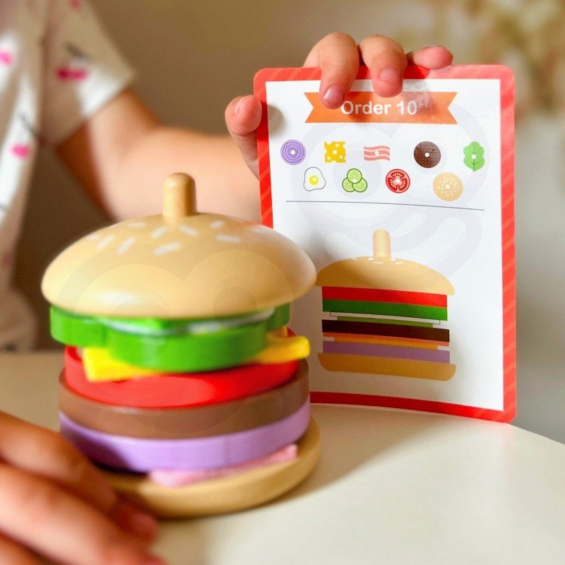 Wooden Burger Restaurant Puzzle - 15 pcs - Kindeco