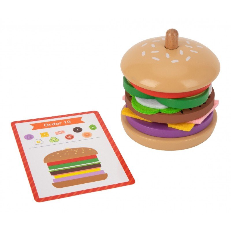 Wooden Burger Restaurant Puzzle - 15 pcs - Kindeco