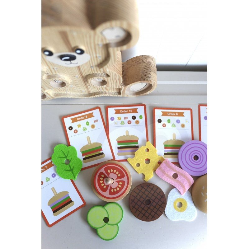Wooden Burger Restaurant Puzzle - 15 pcs - Kindeco
