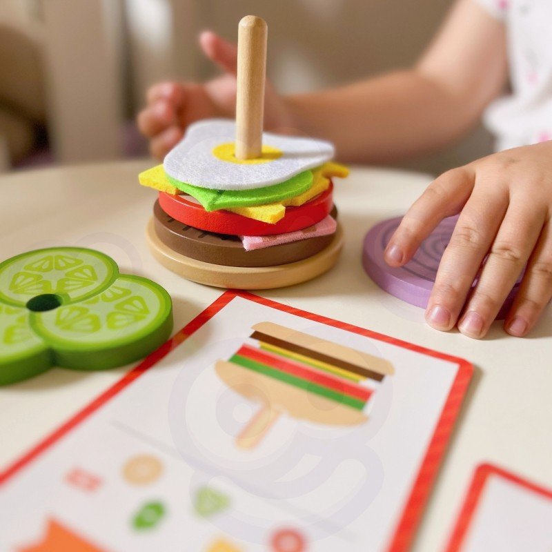 Wooden Burger Restaurant Puzzle - 15 pcs - Kindeco