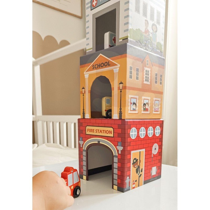 Wooden City Vehicles Puzzle Cubes - Kindeco