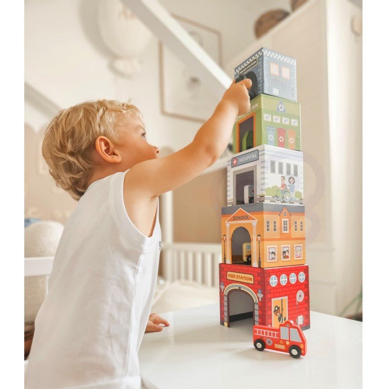 Wooden City Vehicles Puzzle Cubes - Kindeco