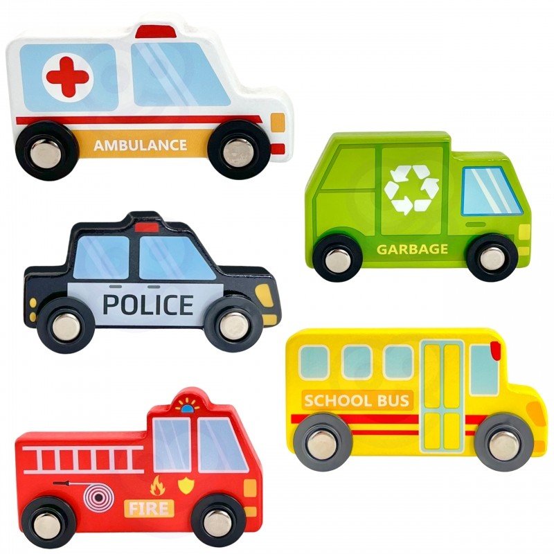 Wooden City Vehicles Puzzle Cubes - Kindeco
