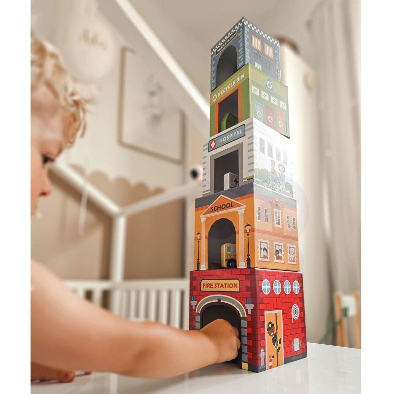 Wooden City Vehicles Puzzle Cubes - Kindeco