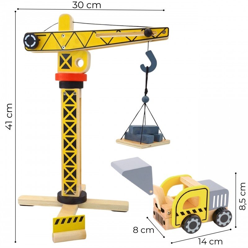 Wooden Construction Site Set with Vehicles - Kindeco