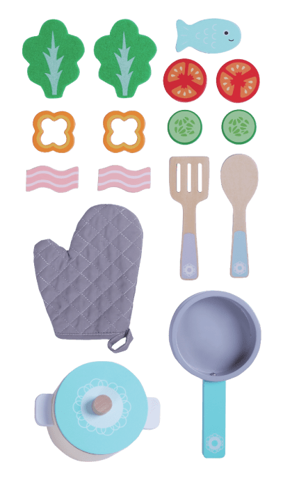 Wooden Cooking Set - 16pcs - Kindeco