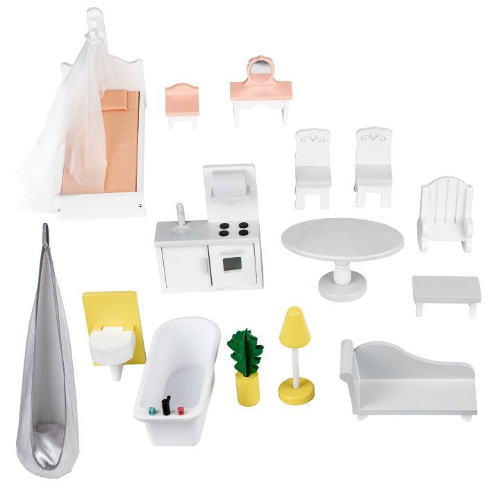 Wooden Dollhouse Liselle with LED Lights - Kindeco