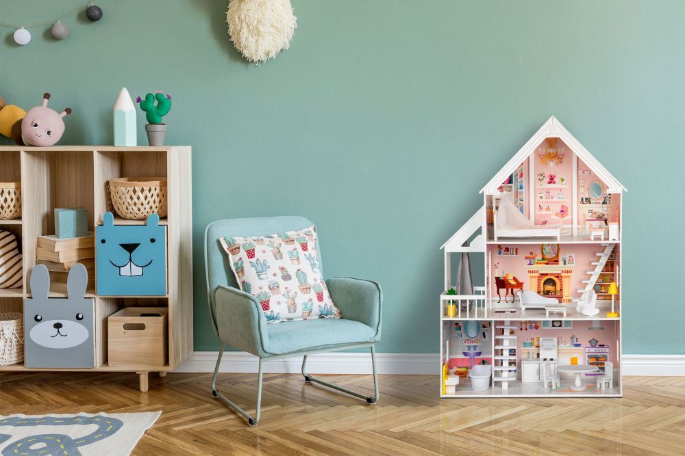 Wooden Dollhouse Liselle with LED Lights - Kindeco