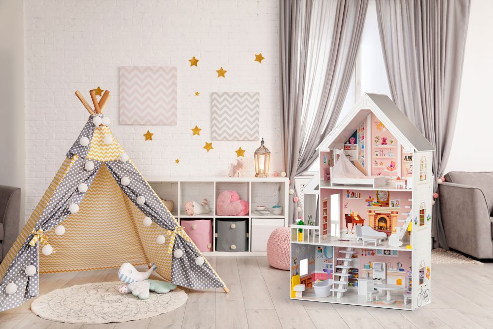 Wooden Dollhouse Liselle with LED Lights - Kindeco