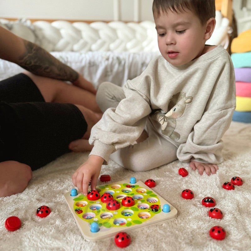Wooden Educational Memory Puzzle - Ladybugs - Kindeco