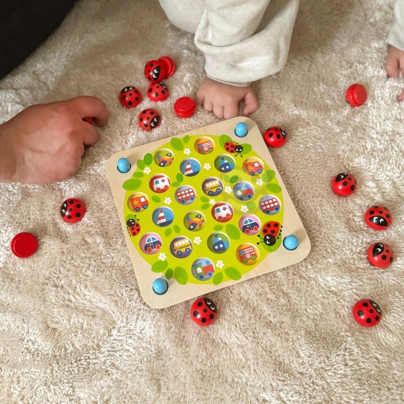 Wooden Educational Memory Puzzle - Ladybugs - Kindeco
