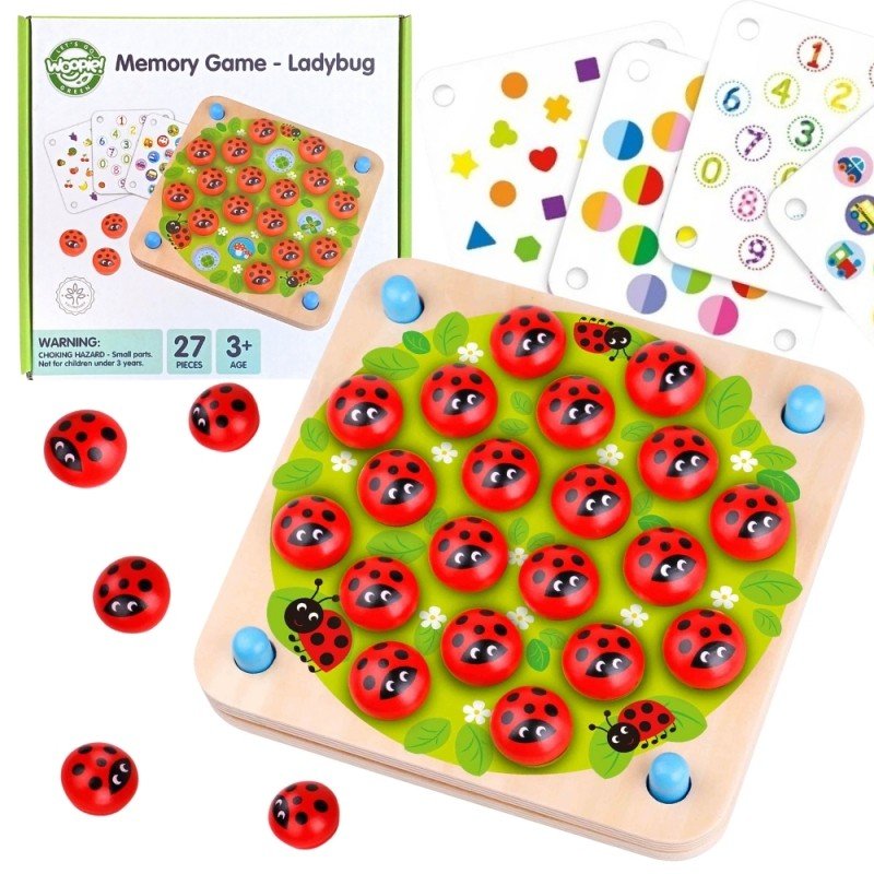 Wooden Educational Memory Puzzle - Ladybugs - Kindeco