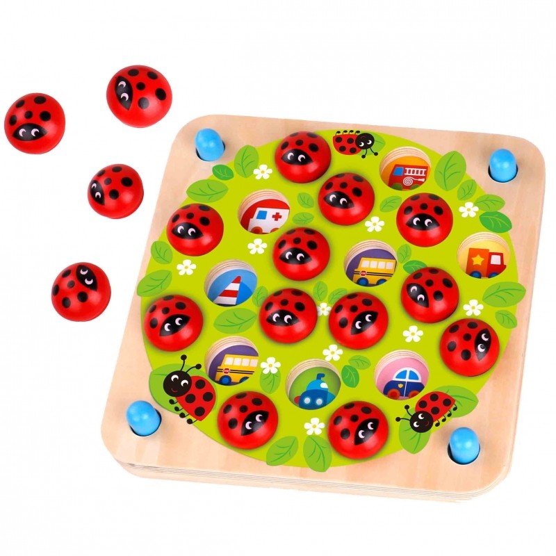 Wooden Educational Memory Puzzle - Ladybugs - Kindeco
