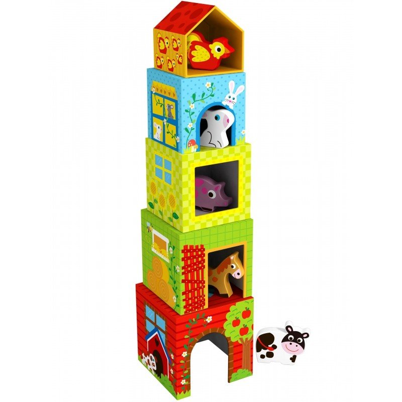 Wooden Farm in Boxes Cube Puzzle with Animals - Kindeco