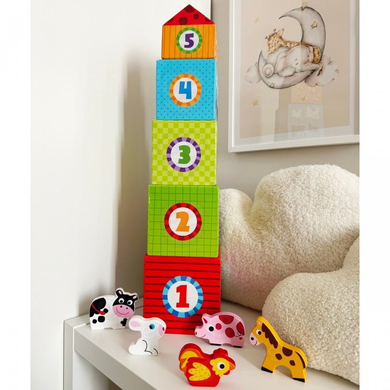 Wooden Farm in Boxes Cube Puzzle with Animals - Kindeco