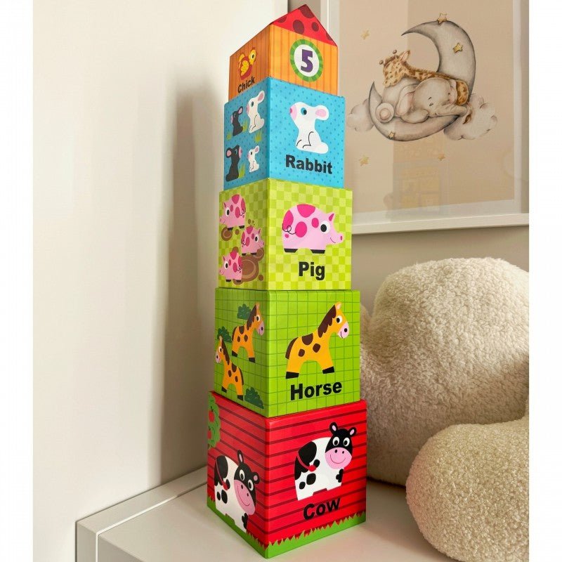 Wooden Farm in Boxes Cube Puzzle with Animals - Kindeco