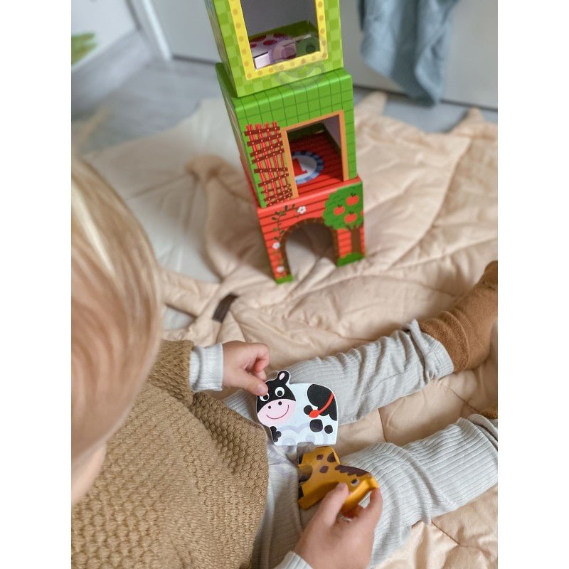 Wooden Farm in Boxes Cube Puzzle with Animals - Kindeco