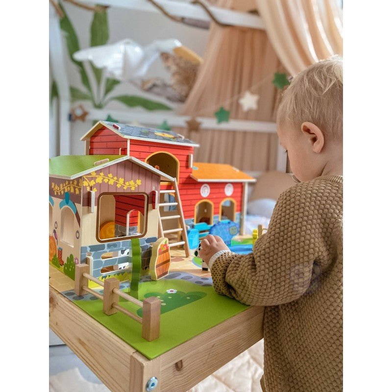 Wooden Farm Set - 18 pcs - Kindeco