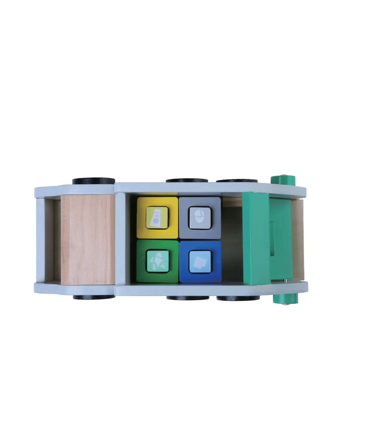 Wooden Garbage Truck with Sorting Bins - Kindeco