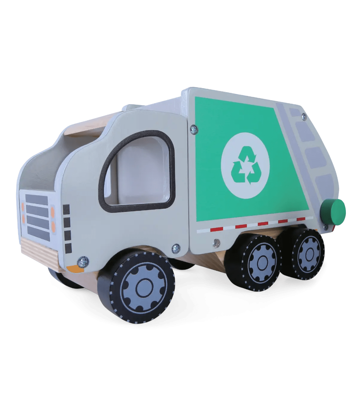 Wooden Garbage Truck with Sorting Bins - Kindeco