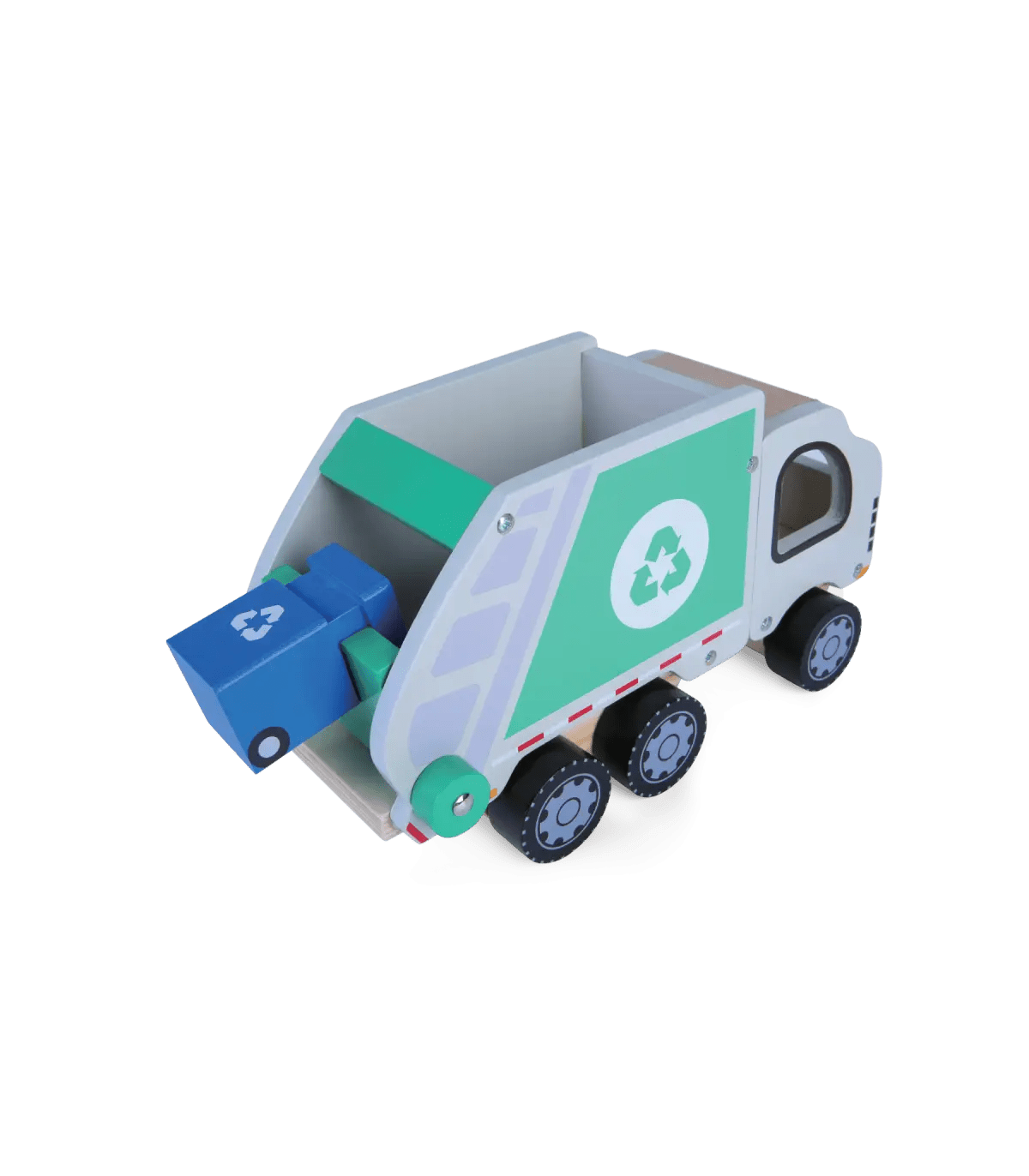 Wooden Garbage Truck with Sorting Bins - Kindeco