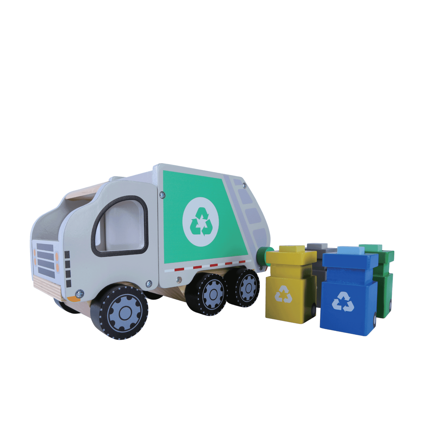 Wooden Garbage Truck with Sorting Bins - Kindeco