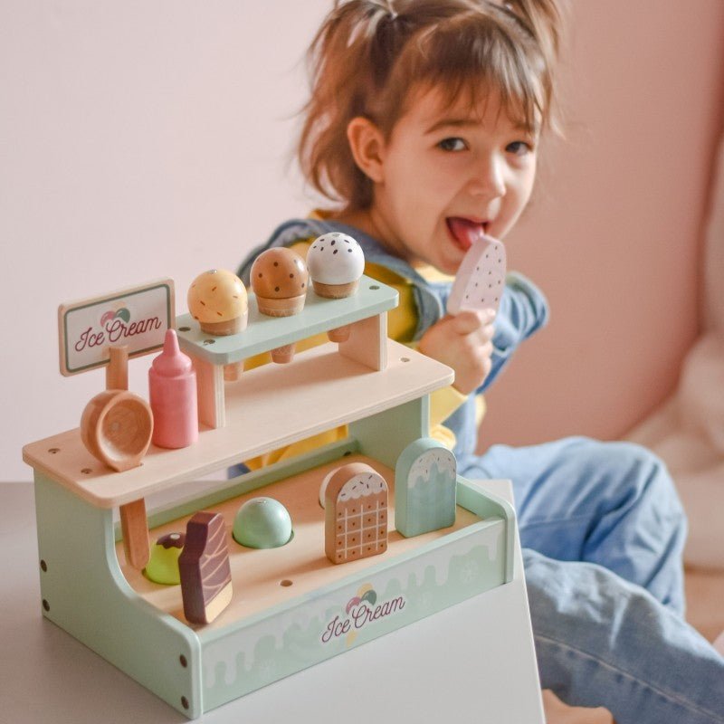 Wooden Ice Cream Shop Set with Stand - Kindeco