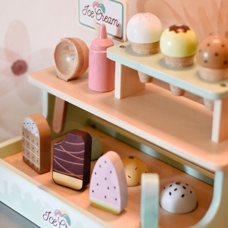 Wooden Ice Cream Shop Set with Stand - Kindeco