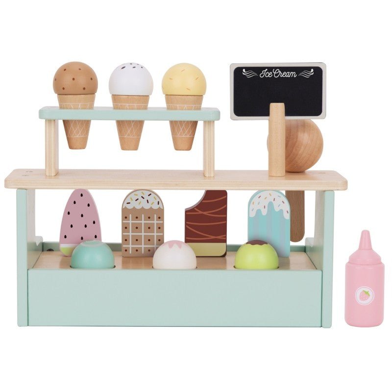 Wooden Ice Cream Shop Set with Stand - Kindeco