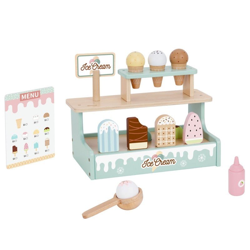 Wooden Ice Cream Shop Set with Stand - Kindeco