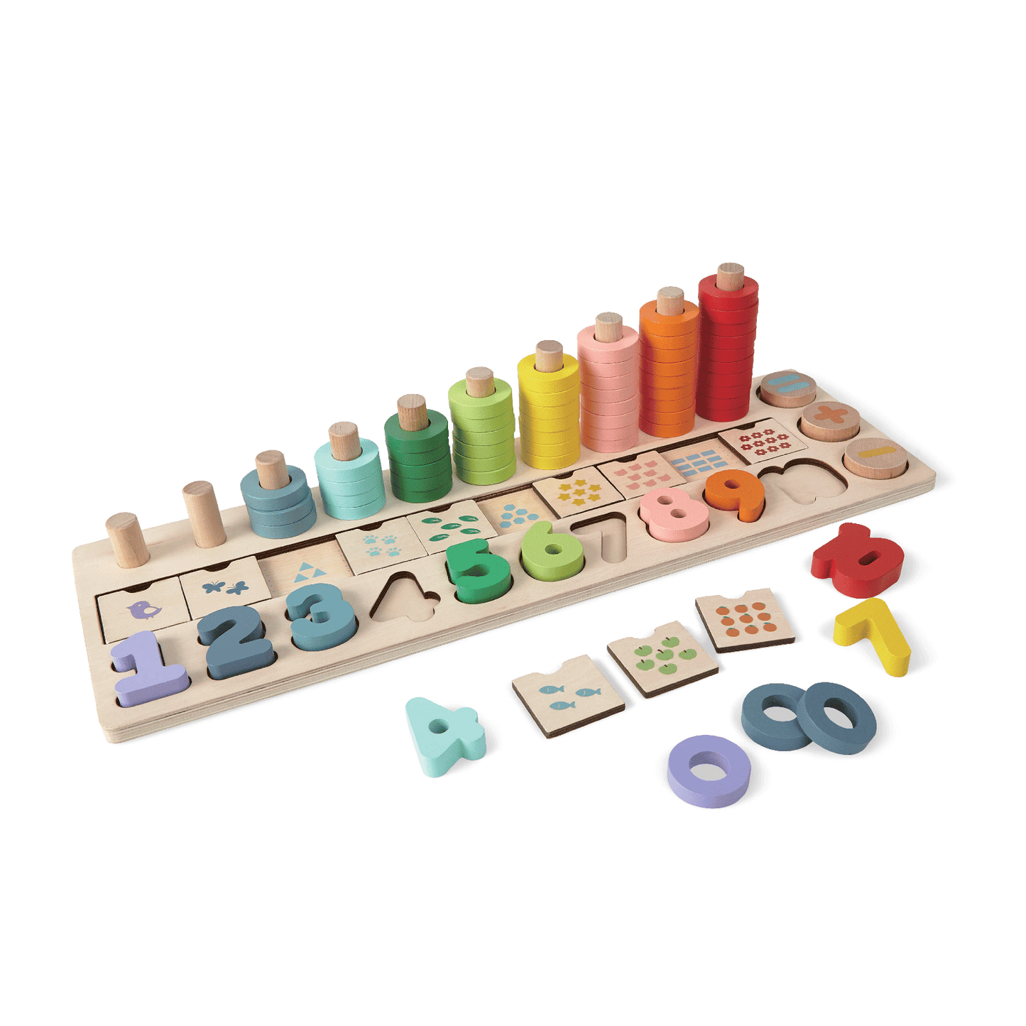 Wooden Math Game & Stacking Set - Kindeco
