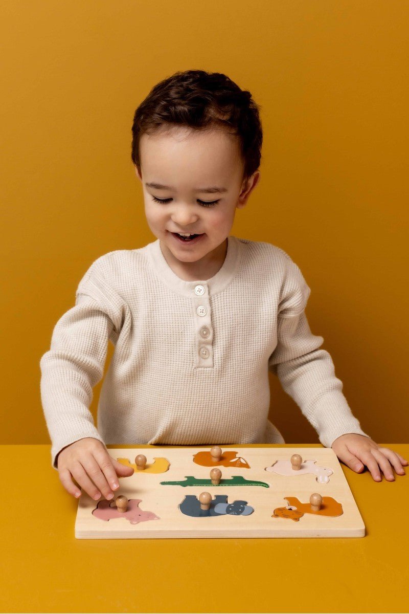 Wooden Puzzle, 7pcs - Trixie Baby Animals - Kindeco