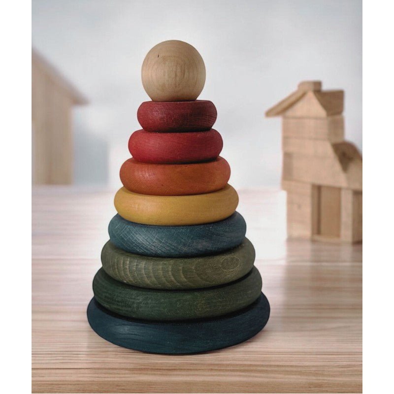 Wooden Round Pyramid - Colorful - Kindeco