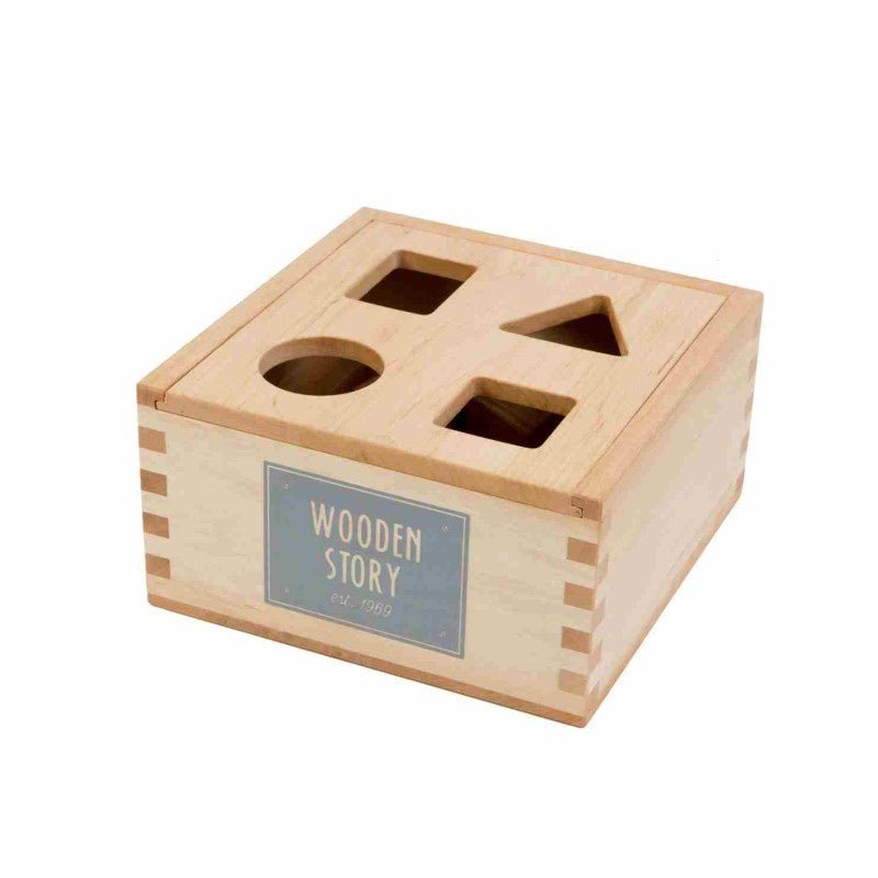 Wooden Shape Sorting Box - Natural - Kindeco