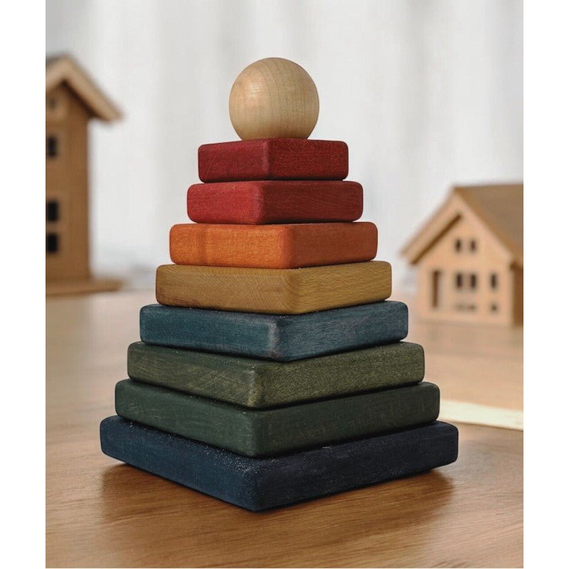 Wooden Square Pyramid - Colorful - Kindeco