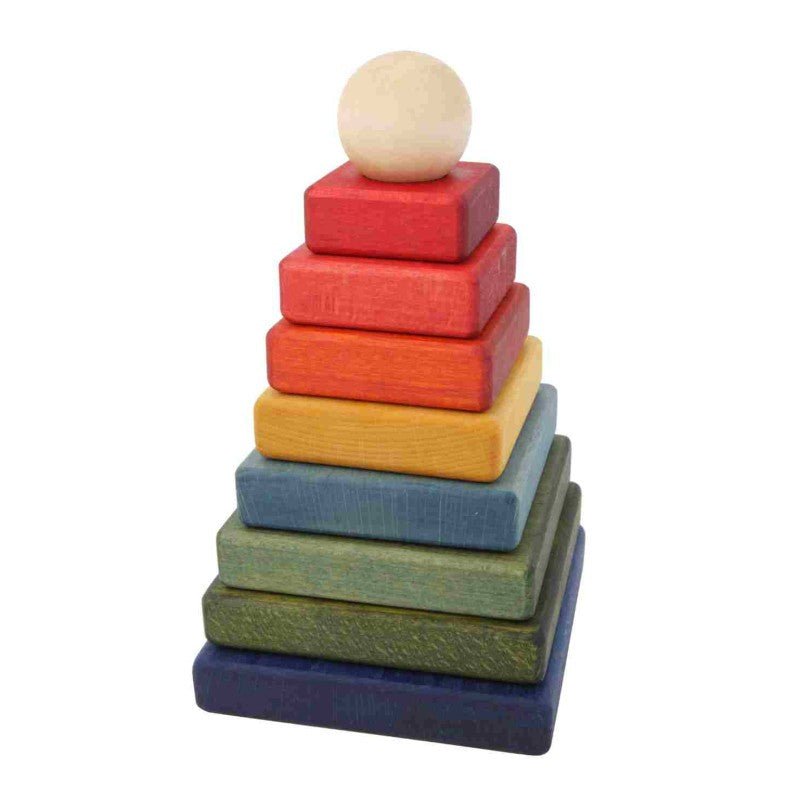 Wooden Square Pyramid - Colorful - Kindeco