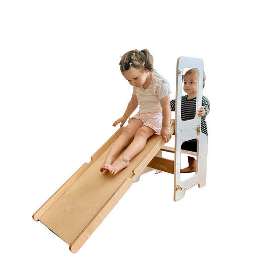 4 - in - 1 Creative Tower with Blackboard And Slide - Kindeco