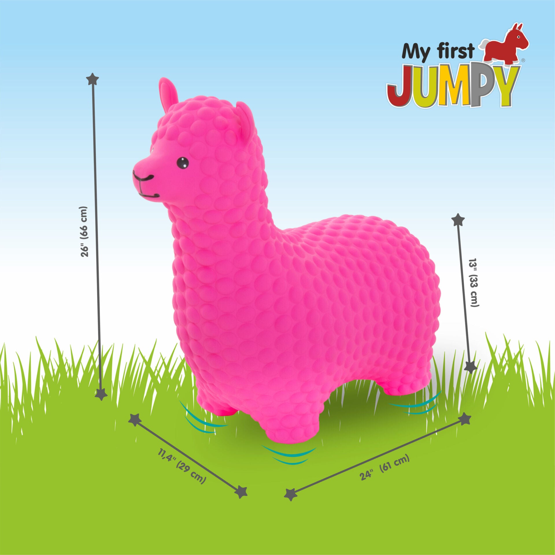 My First JUMPY Pink Alpaca hopper toy product specification