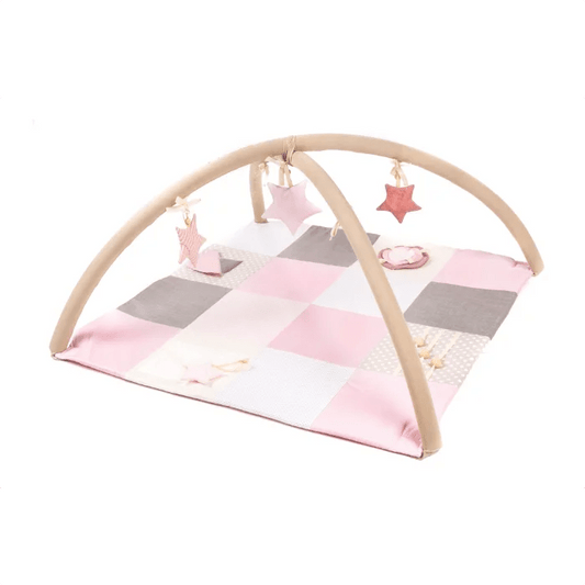 Baby Activity Mat with Arches & Toys - Pink (80x80cm) - Kindeco