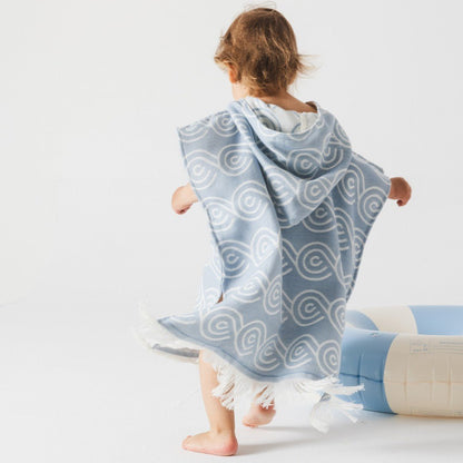Bamboo Kids Bath Poncho - Light Blue (XS/S) - Kindeco