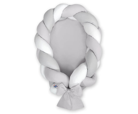 Braided Baby Nest 2 in 1 - White - Gray - Kindeco
