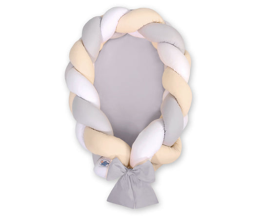 Braided Baby Nest 2 in 1 - White - Gray - Beige - Kindeco