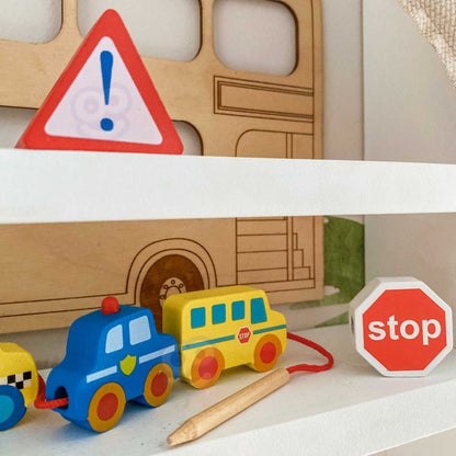 Car Shaped Wooden Threading Blocks - Kindeco