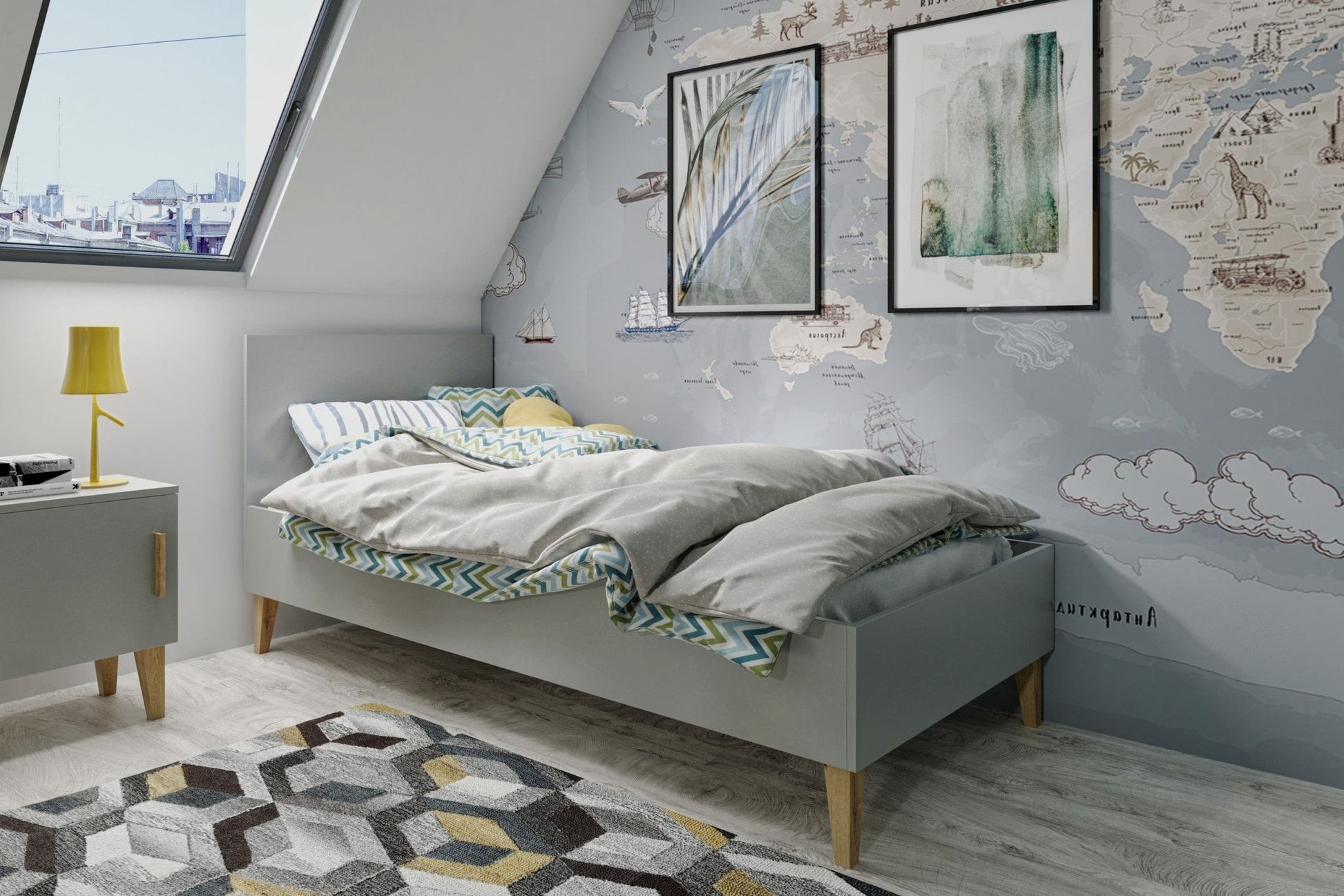 Children's Bed Kubi - Grey - Kindeco