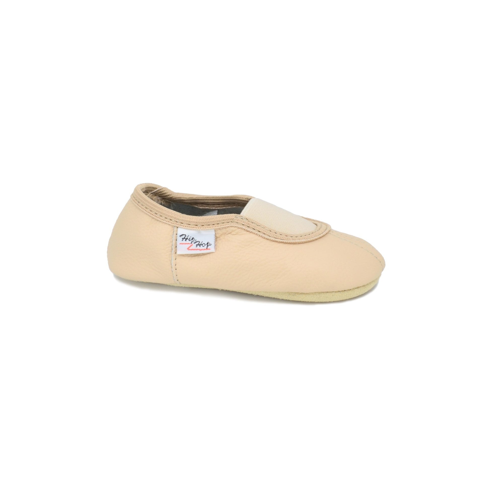 Classic Leather Slippers with Elastic for Kids - Beige - Kindeco
