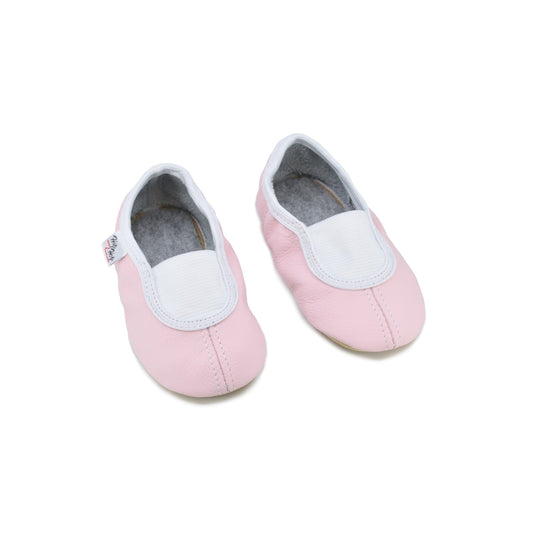 Classic Leather Slippers with Elastic for Kids - Pink - Kindeco